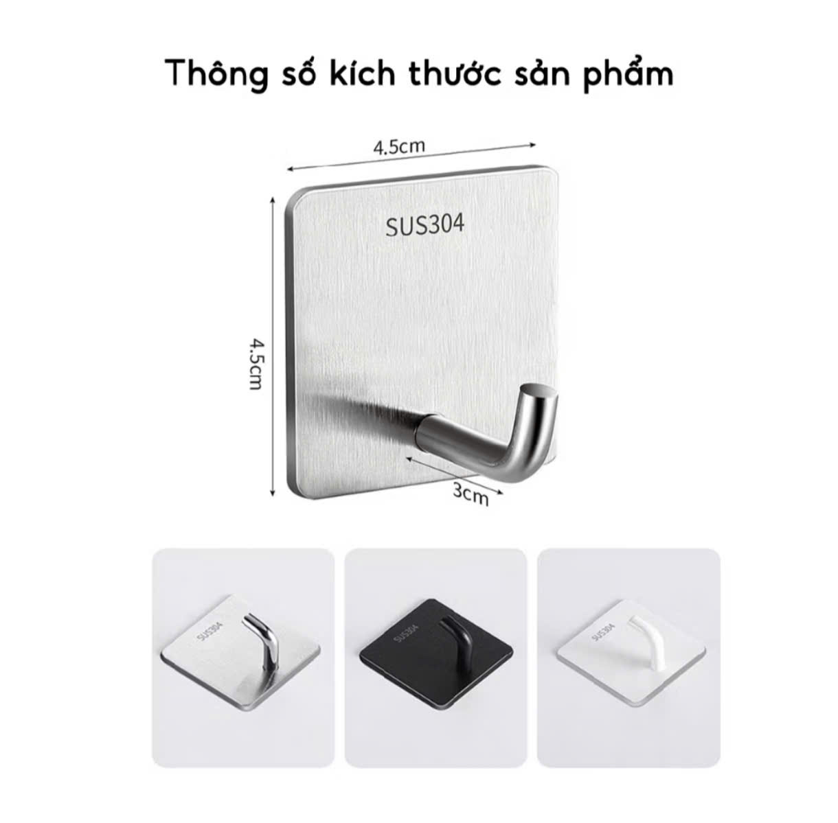 COMBO 10 Móc dán tường chịu lực inox 304 siêu chịu lực, không cần khoan treo vật dụng đa năng