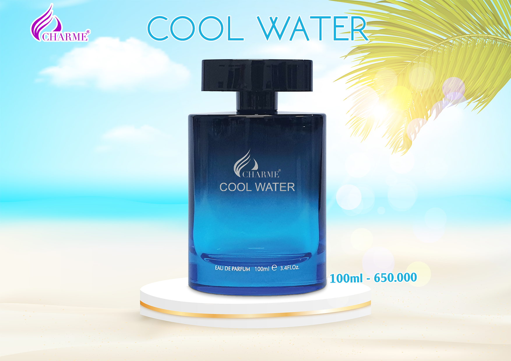 Nước Hoa Nam CHARME COOL WATER 10ml Lưu Hương Lâu Phóng Khoáng, Nam Tính_Nước Hoa Chính Hãng