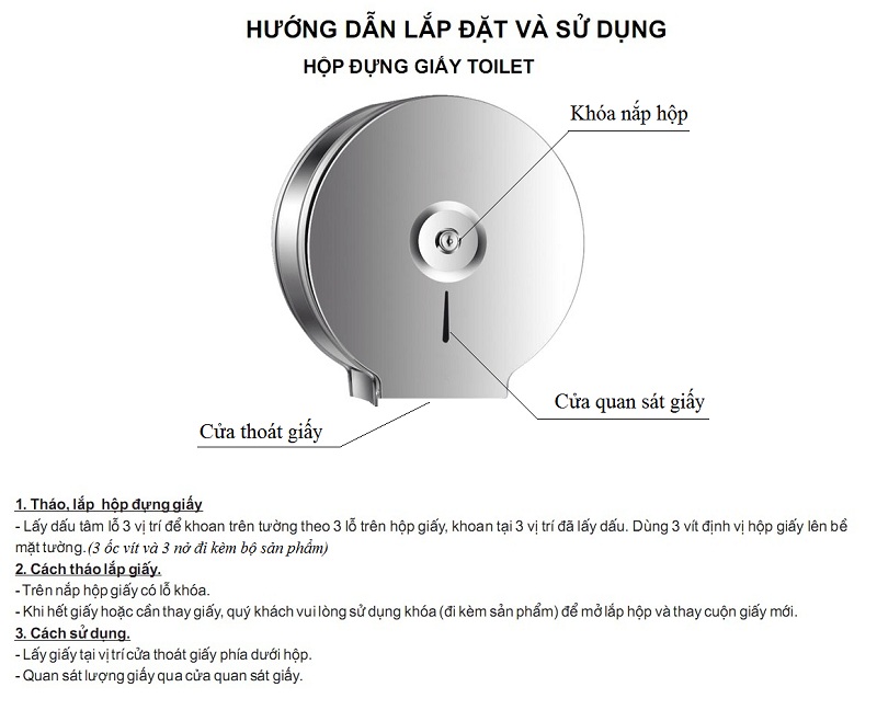 Hộp đựng giấy vệ sinh gắn tường cỡ lớn Inox