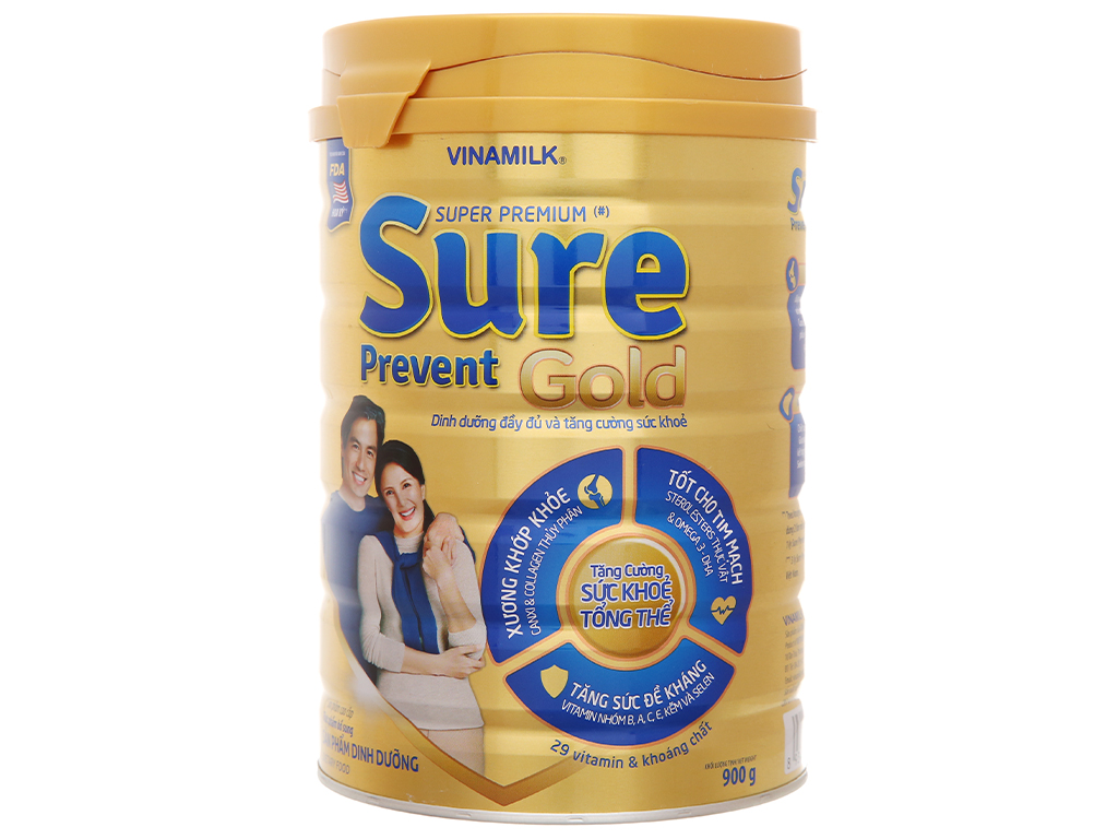 Sữa Bột Vinamilk Sure Prevent - Hộp Thiếc 900g (Mẫu mã mới)