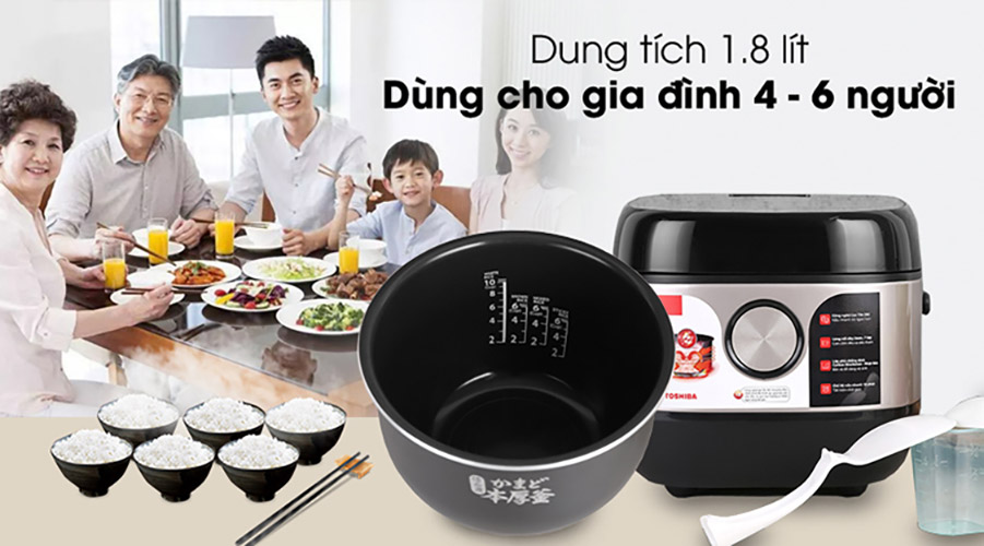 Nồi cơm cao tần Toshiba RC-18IX1PV - Hàng Chính Hãng