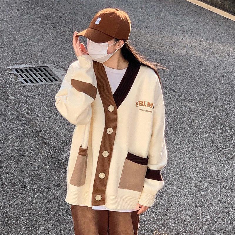 Áo khoác cardigan dệt kim phong cách retro cổ điển