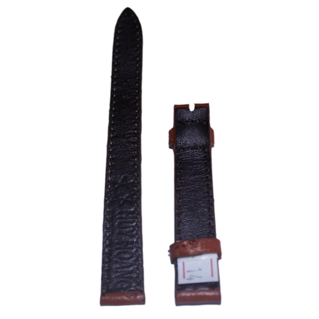 HC8456 - Dây đồng hồ Huy Hoàng da đà điểu da bụng size 12,14 màu nâu đỏ