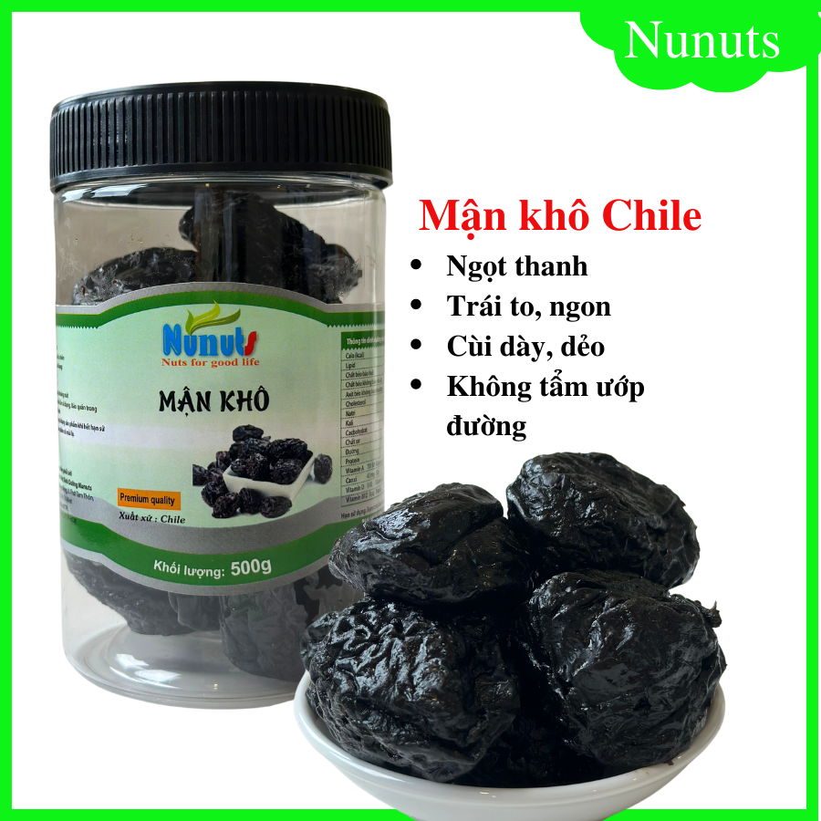 Mận khô Chile, quả to, cùi dày, vị ngọt thanh thanh không tẩm ướp đường, ăn vặt mẹ bầu không lo tăng cân