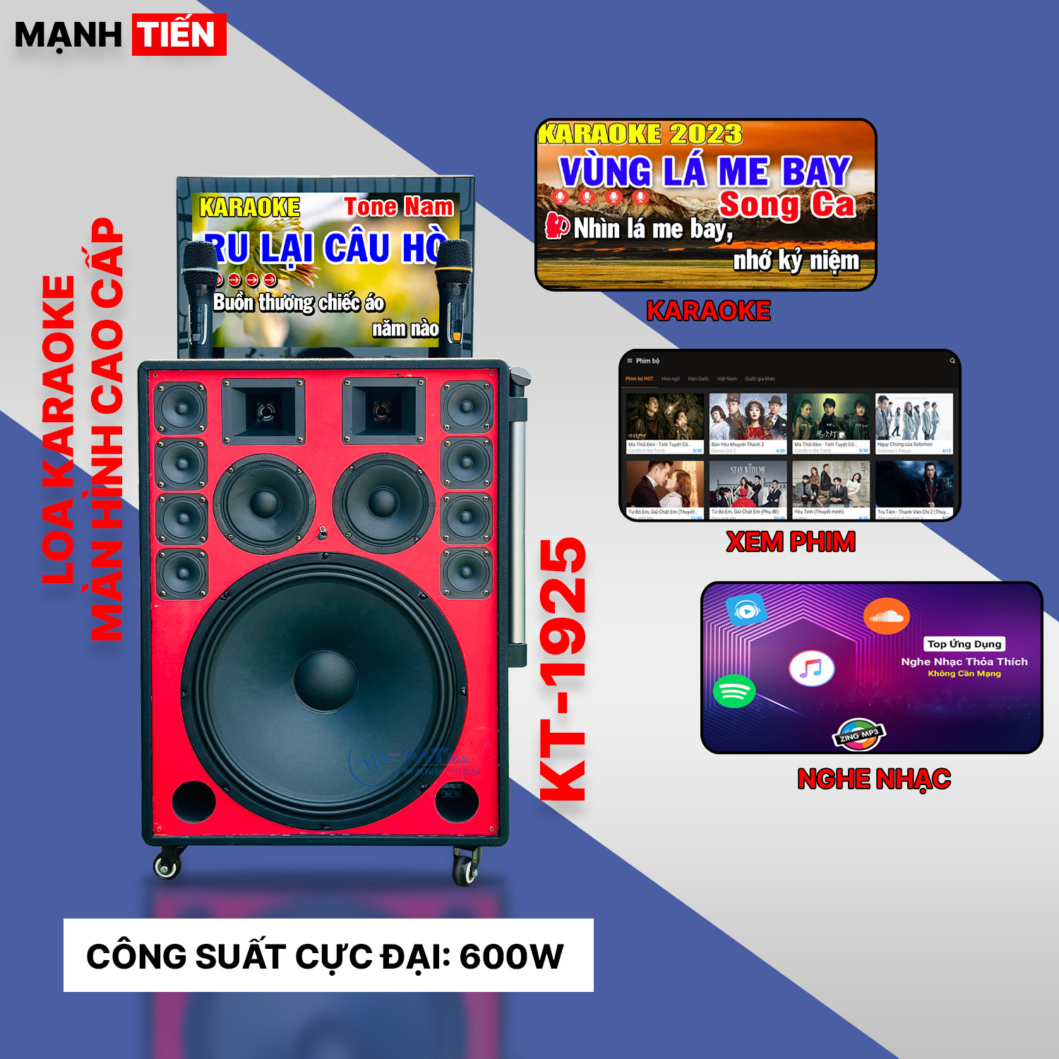 Loa Karaoke Màn Hình KT-1925 - Loa Bluetooth Kèm Micro Cao Cấp 2024, Màn Hình 21inch Sắc Nét, Bass Trầm 40cm Và 14 Loa Tích Hợp, Âm Thanh Siêu Hay, hàng chính hãng