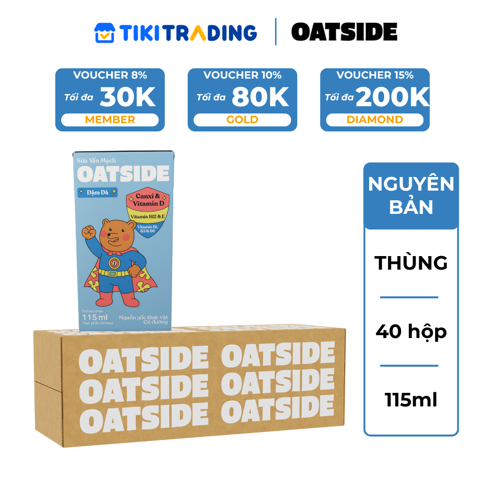 Thùng 40 hộp Sữa yến mạch OATSIDE vị Đậm Đà Deluxe 115ML