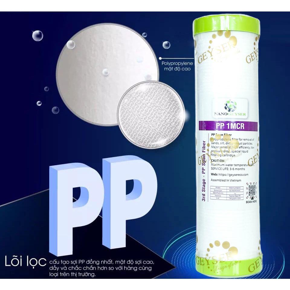 Lõi PP 1 Micron Nano Geyser, Lõi lọc nước số 3 máy RO - Hàng Chính Hãng