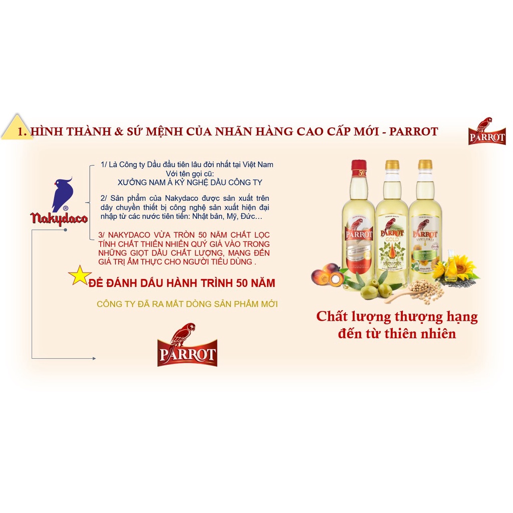 Dầu Ăn Parrot Hướng Dương Cao Cấp 1L-Parrot Sunflower Oil-Sản Phẩm Chính Hãng