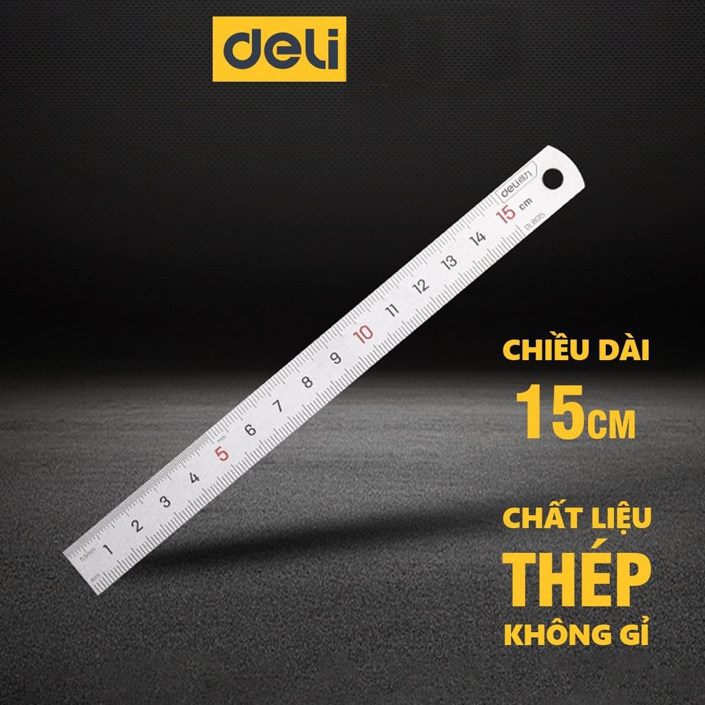 Thước Kẻ Thép Deli Các Kích Thước 15/20/30/50cmTiện Lợi - Chất Liệu Chống Mòn Gỉ - DL8015