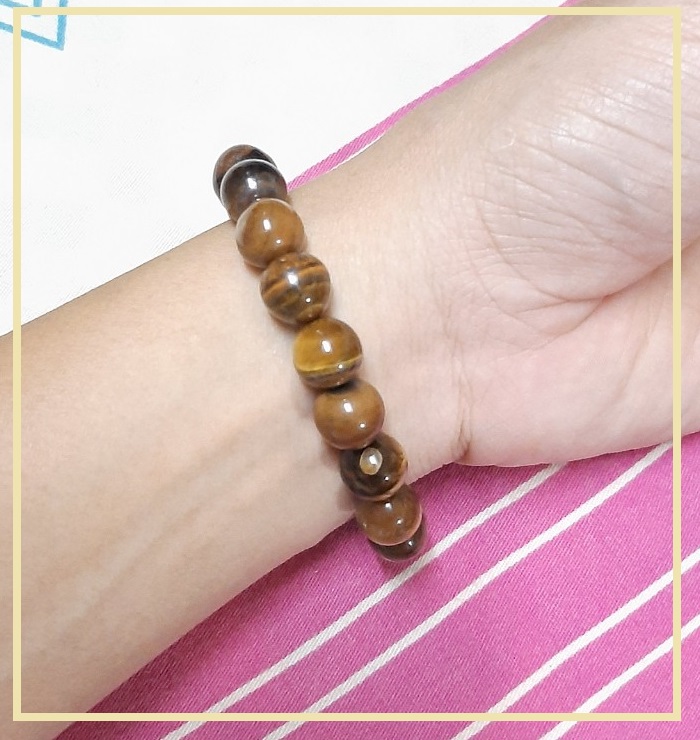 Vòng tay nữ đá mắt hổ tự nhiên, hạt đá 10ly cá tính thời trang, may mắn bình an