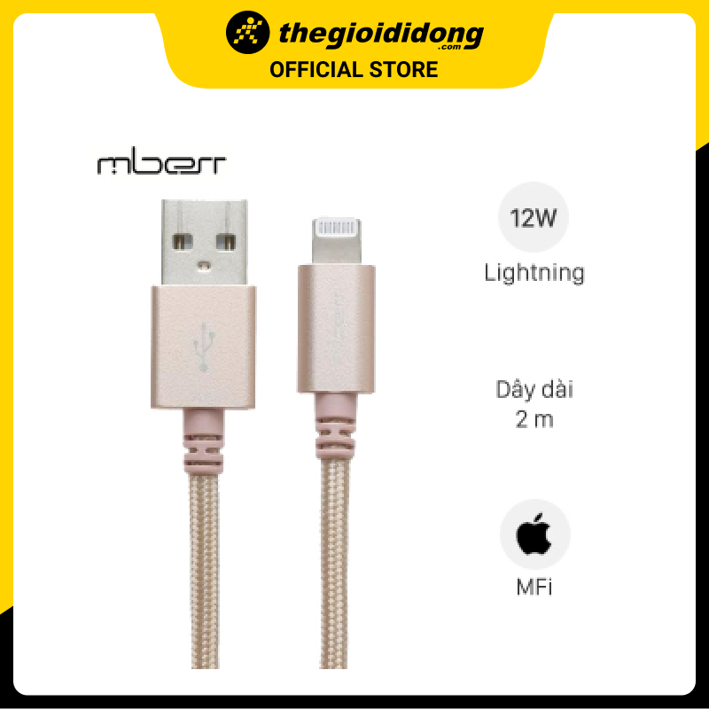 Cáp Lightning MFI 2m Mbest DS951-WB Gold - Hàng chính hãng