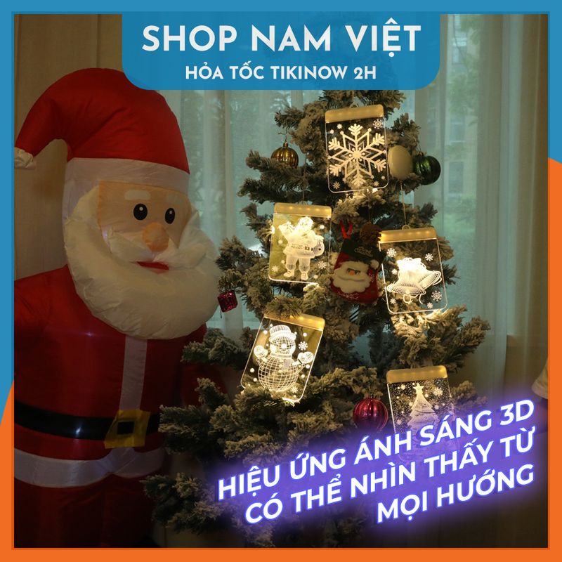 Dây Treo Đèn LED 3D Hình Cây Thông, Chuông Trang Trí Giáng Sinh, Noel - Chính Hãng NAVIVU