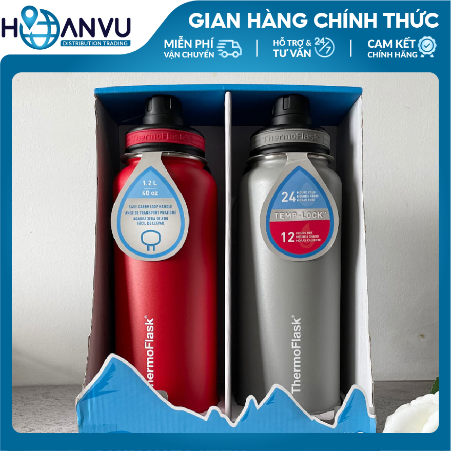 Bình Giữ Nhiệt Thép không Gỉ ThermoFlask Leakproof Spout Lid 4 màu (1.2L)