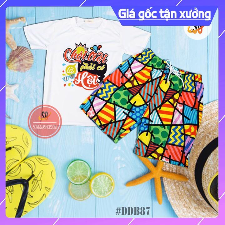 Đồ đi biển team building hội nhóm gia đình đôi nam nữ trẻ em đủ áo và quần nổi bật DDB87 DONGPHUCSG