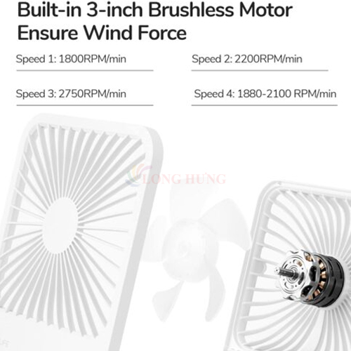 Quạt mini tích điện để bàn Jisulife Table Fan Life1 4500mAh - Hàng chính hãng