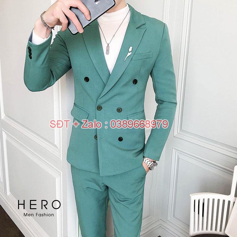 Vest Nam 6 Cúc, Bộ Vest Nam Xanh Ruby 6 Cúc, Suit Nam 6 Cúc, Bộ Suit Nam Hàn Quốc 6 Cúc