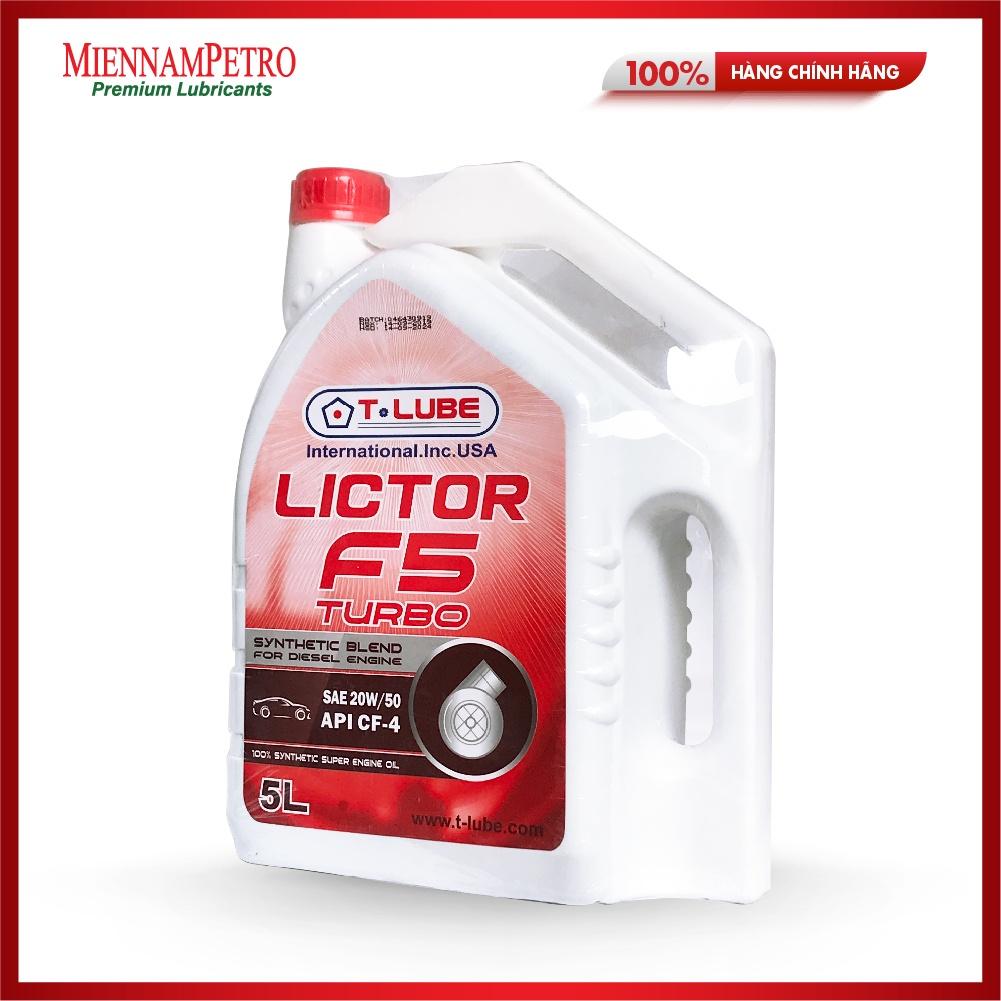 Dầu Nhớt Tlube Lictor F5 Turbo 20W-50 API CF-4 5L MiennamPetro Bảo Vệ Động Cơ Xe Ô Tô, Xe Khách Chống Ăn Mòn