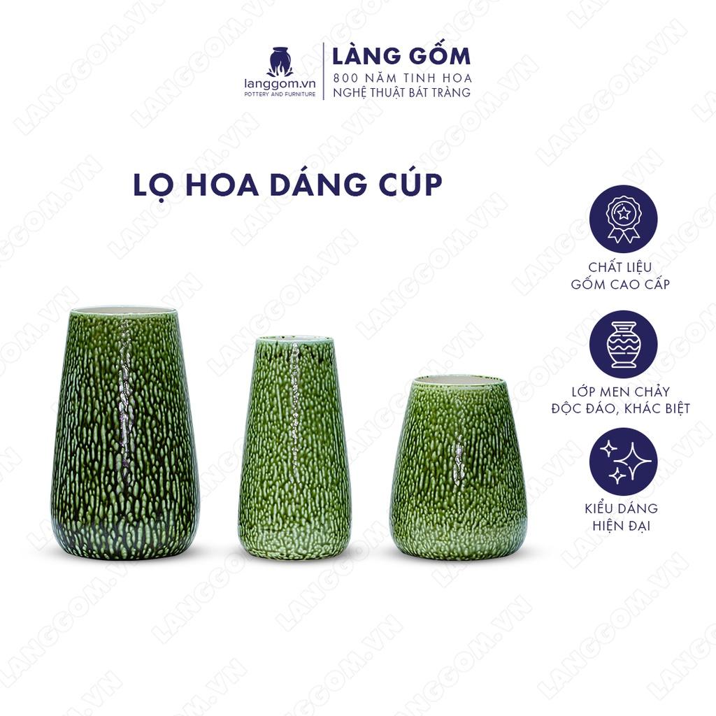 Bình hoa, lọ hoa Gốm sứ Bát Tràng cao cấp Men chảy dáng cúp dùng làm quà tặng, trang trí - Làng Gốm Bát Tràng