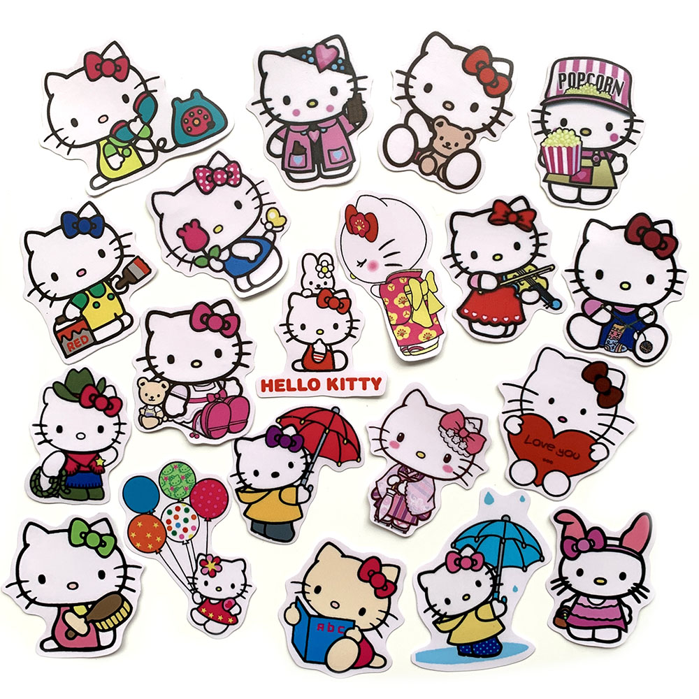 Bộ 20 Sticker Hello Kitty Hình Dán Chủ Đề Mèo Dễ Thương Cute Chống Nước Decal Chất Lượng Cao Trang Trí Va Ly Du Lịch Xe Đạp Xe Máy Xe Điện Motor Laptop Nón Bảo Hiểm Máy Tính Học Sinh Tủ Quần Áo Nắp Lưng Điện Thoại