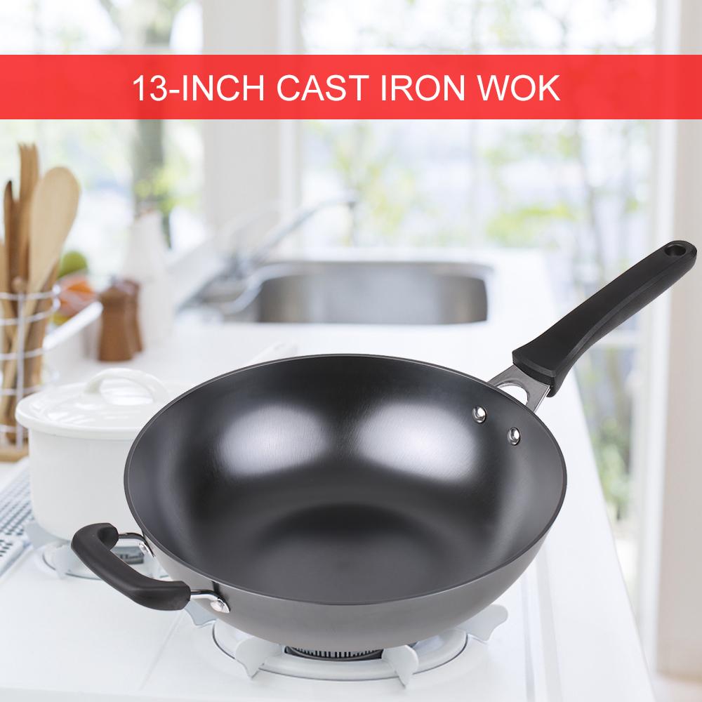 Chảo chống dính bằng gang đường kính 13 inch có đáy phẳng dùng để nấu nướng