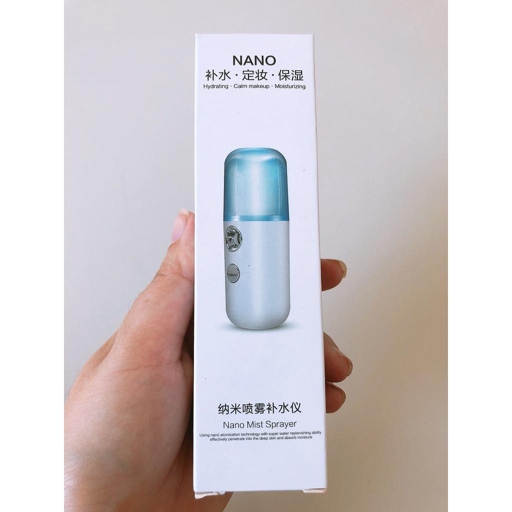 Máy Phun Sương Xông Hơi Mặt NaNo Mini Cầm Tay Hỗ Trợ Dưỡng Da tối đa, xịt khoáng cho da mặt trẻ đẹp