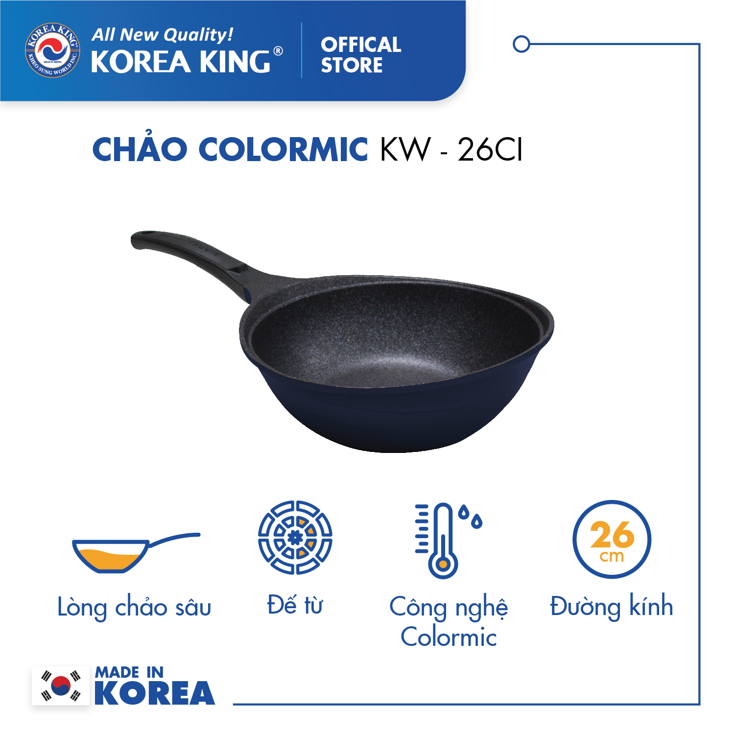 Chảo sâu Colormic Korea King KW-26CI (size 26cm)