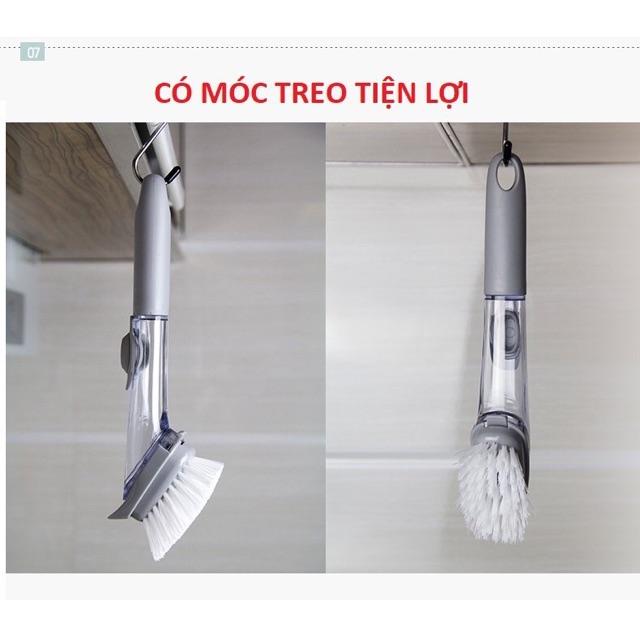 Bàn chải cọ bếp 2in1 kèm bình đựng xà phòng
