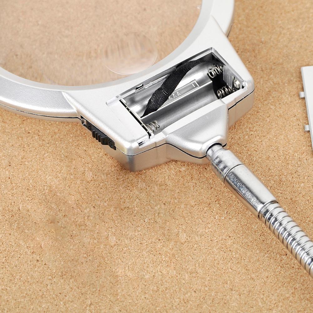 Pro Flexible Hands Free Magnifying Glass Desk Lamp Bright LED Lighted Gooseneck Magnifier with Clamp for Reading Diamond