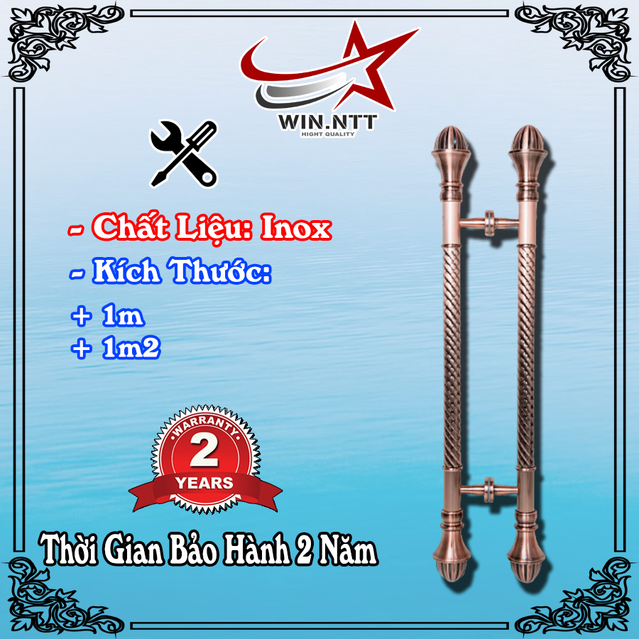 Tay Nắm Cửa Kính Cường Lực, Cửa Nhôm - Tay Đồng Đỏ Đầu Bóng