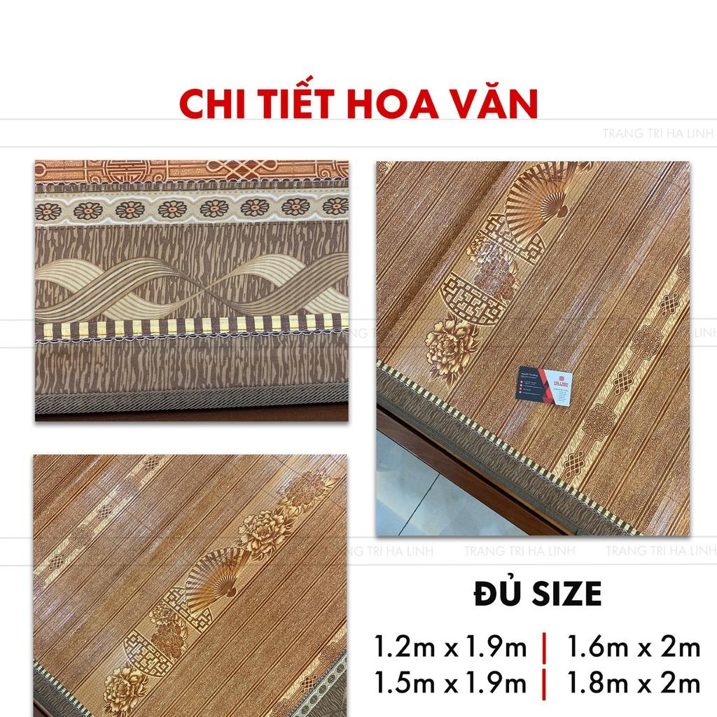 Chiếu trúc tăm vân gỗ, chiếu trúc tre in hoa cao cấp nhập khẩu mùa hè mát lạnh