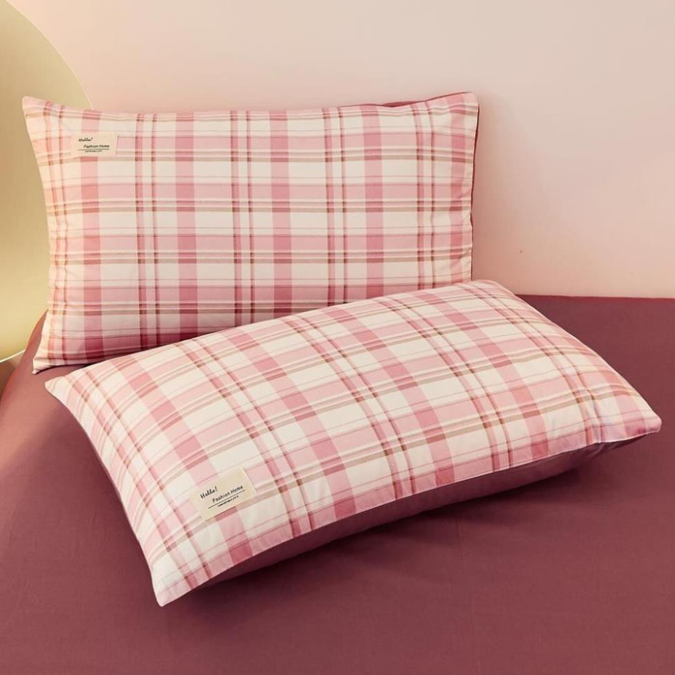 Bộ chăn ga gối Cotton TC Chăn ga gối sọc caro 4 món