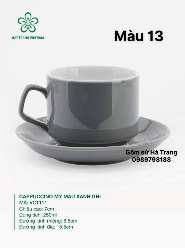 Bộ cốc đĩa cafe gốm sứ Bát Tràng cao cấp dung tích 250ml