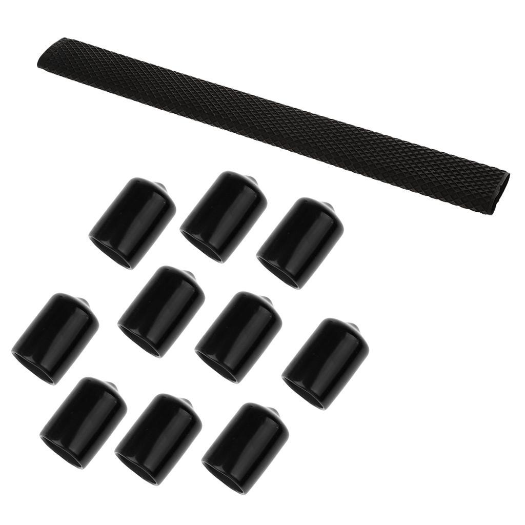 Non Slip Pool Cue Handle Grip Sleeve + 10 Pieces Pool Cue Tip Rubber Protector