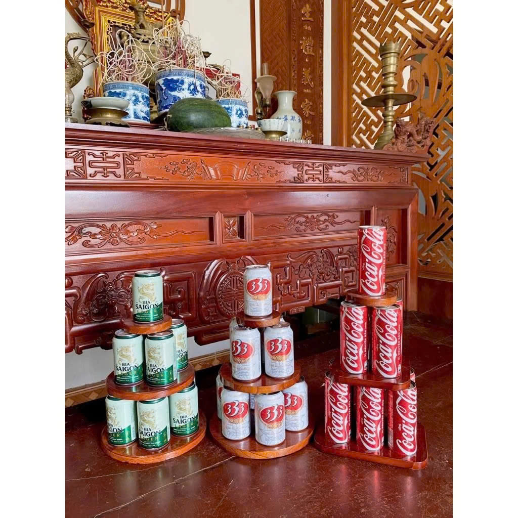 Tháp Bia Gỗ 3 Tầng Cao Cấp – Kệ Bày Bia Nước Ngọt Trang Trí Ban Thờ Lễ Tết Sang Trọng, Tiện Lợi - HÀNG CHÍNH HÃNG MINIIN