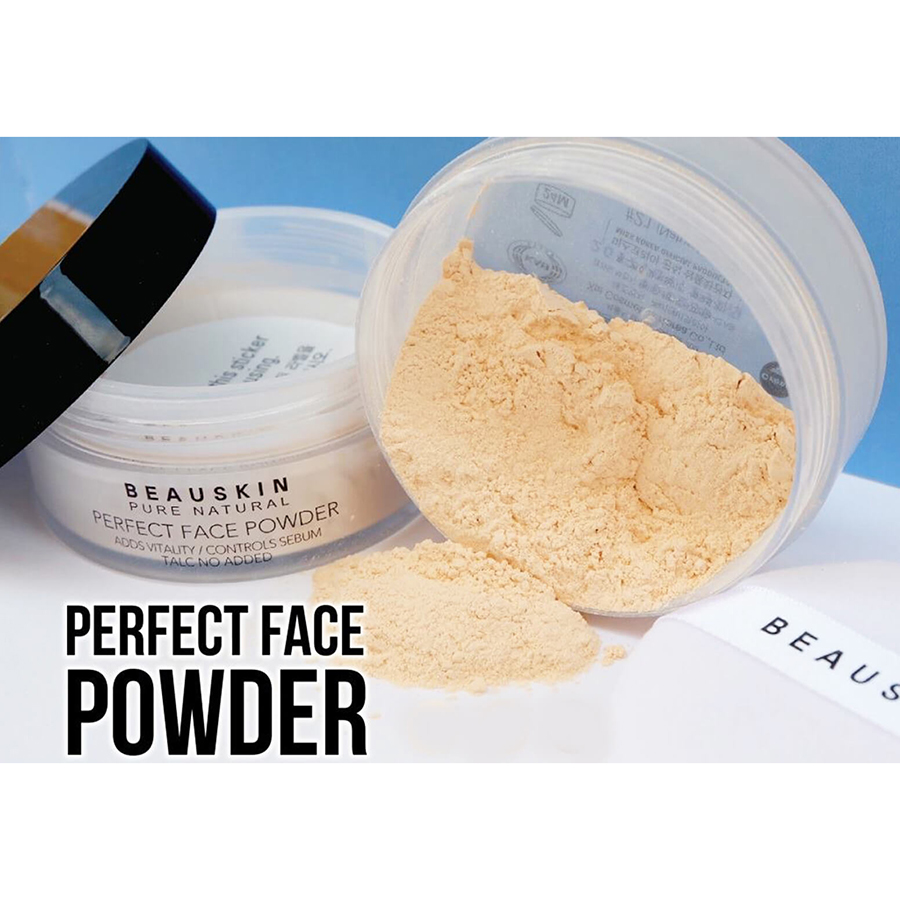 Phấn phủ bột Beauskin Perfect Face Powder Hàn Quốc 30g #21 Natural Beige tặng kèm móc khoá