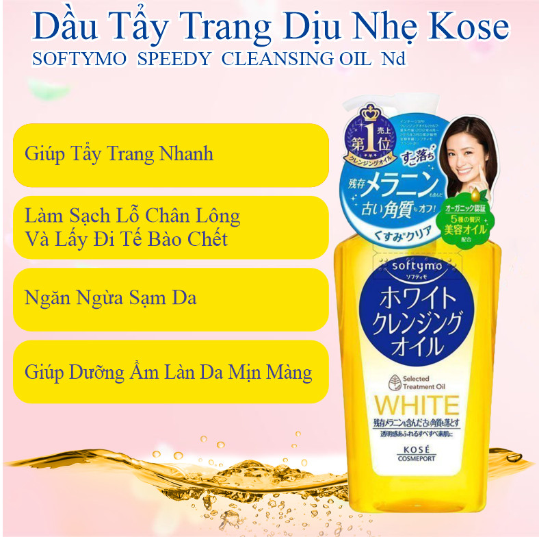 Dầu Tẩy Trang Dưỡng Trắng Da Kosé Softymo White Cleansing Oil NC 230mL