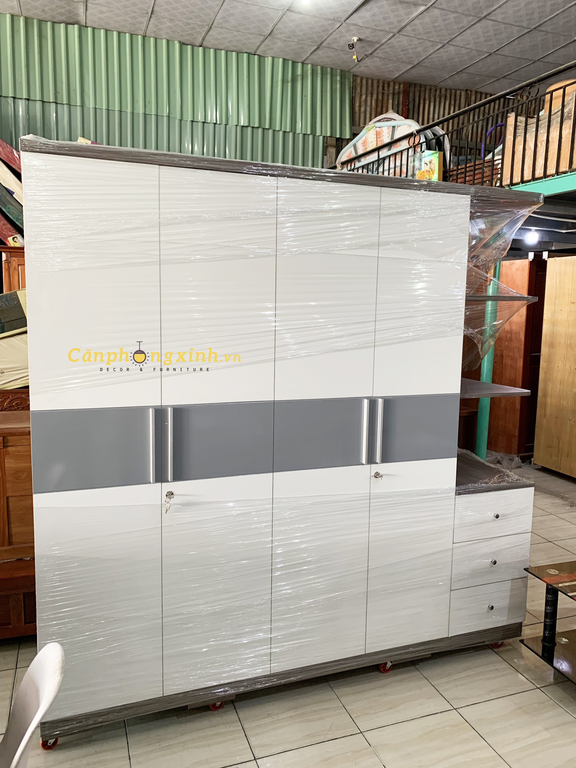 Tủ áo 4 cánh có kệ gỗ MDF CPX-T03