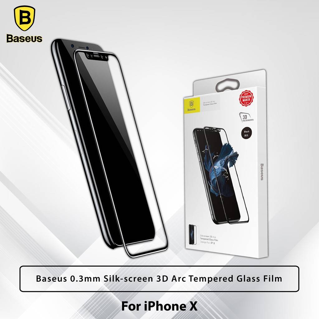 Miếng dán kính cường lực full 3D cho iPhone 11 Pro 5.8 inch / iPhone X / iPhone Xs mỏng 0.23mm hiệu Baseus Silk-Screen cảm ứng siêu nhạy, hiển thị Full HD - Hàng nhập khẩu