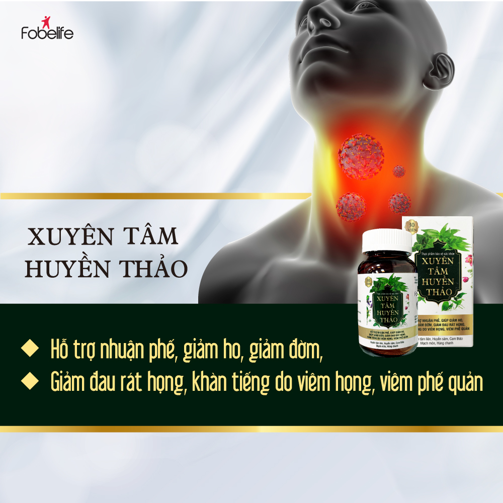 Viên Uống Xuyên Tâm Liên Bổ Phổi Giảm Ho Đờm Ho Khan Đau Rát Họng Xuyên Tâm Huyền Thảo ( Hộp 30 viên )