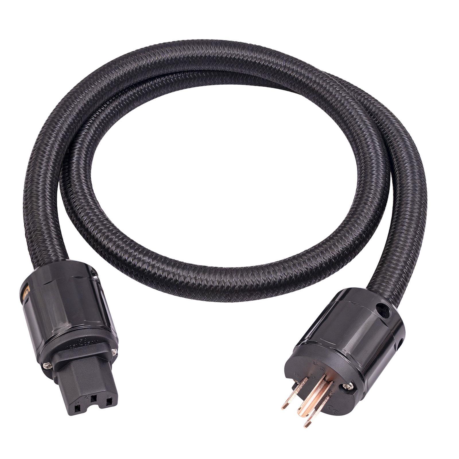 HiFi Audio Power Cord HiFi Audiophile Power Cord Male to Female Copper Replacement Audio Cable 1/2/3M Braided Sleeves 12AWG HiFi Power Cable