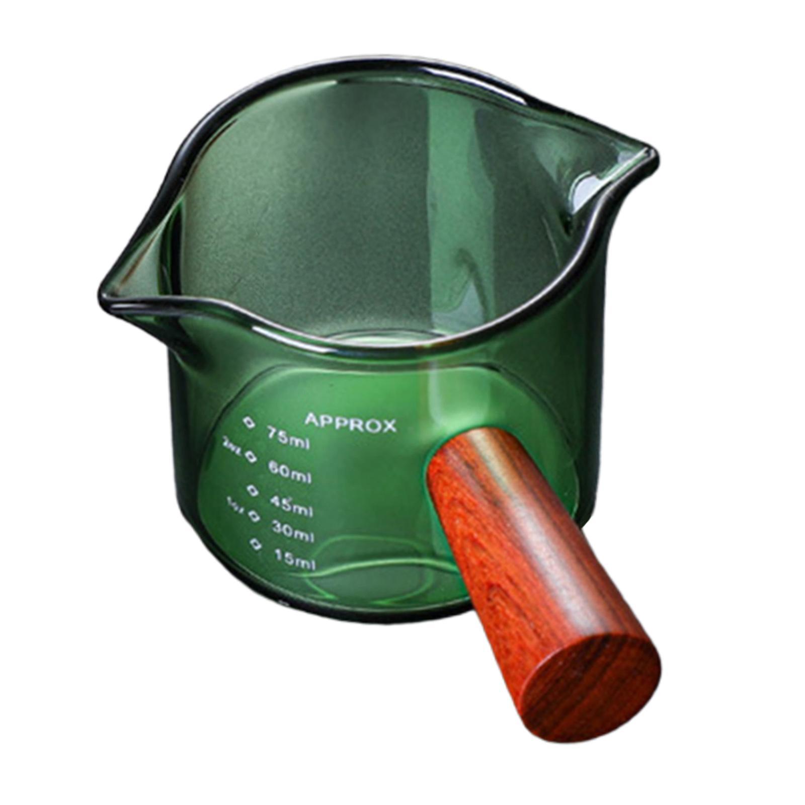 2 Pieces Espresso Coffee Cup, Measuring Cup Double Spouts With Wooden Handle