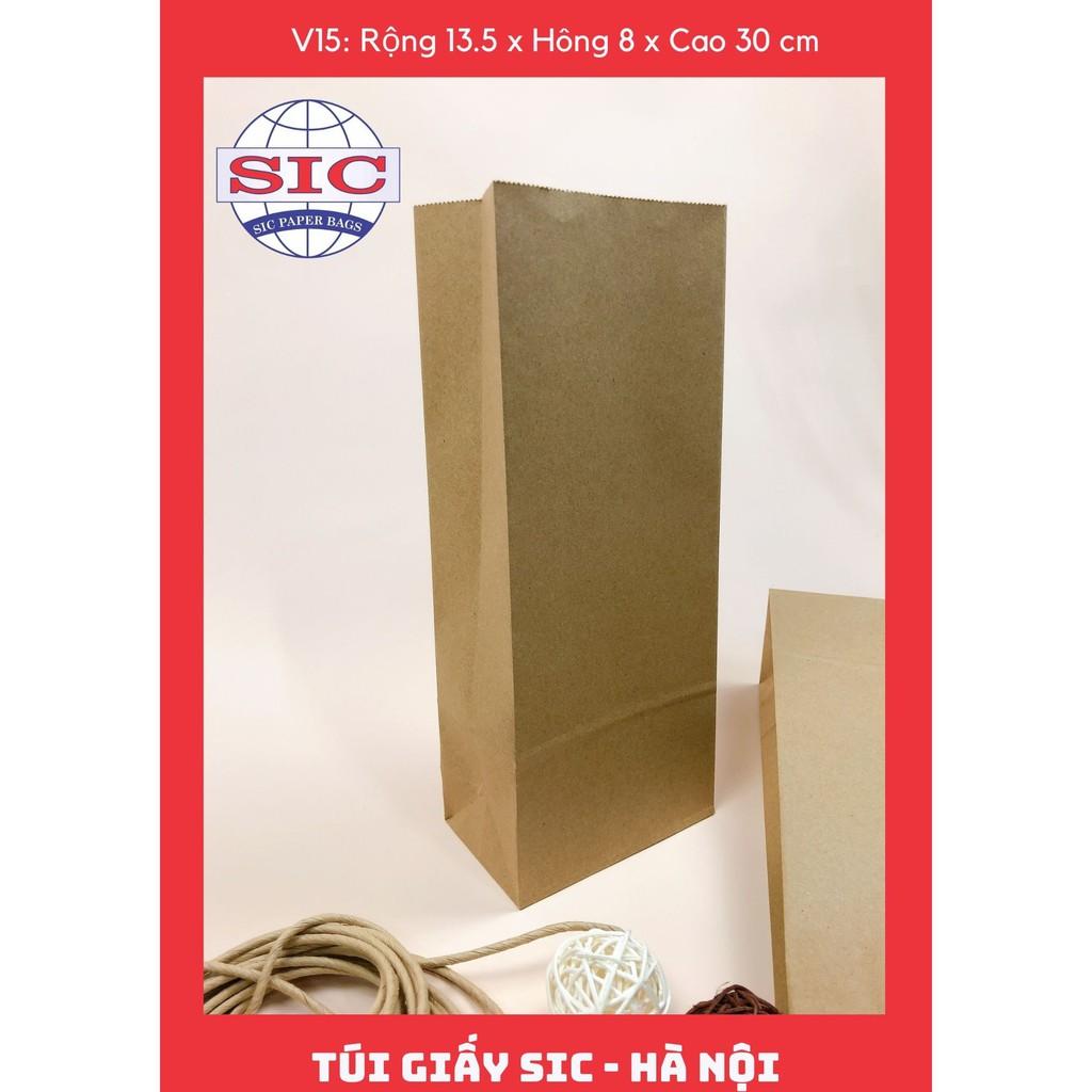 10 CHIẾC TÚI GIẤY KRAFT V15: 13.5x8x33 MÀU NÂU KHÔNG QUAI