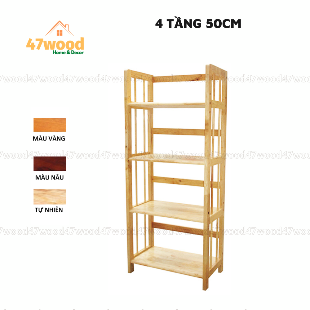 Kệ sách gỗ 4 tầng 50cm 47wood - Kệ gỗ đa năng 4 tầng rộng 50cm