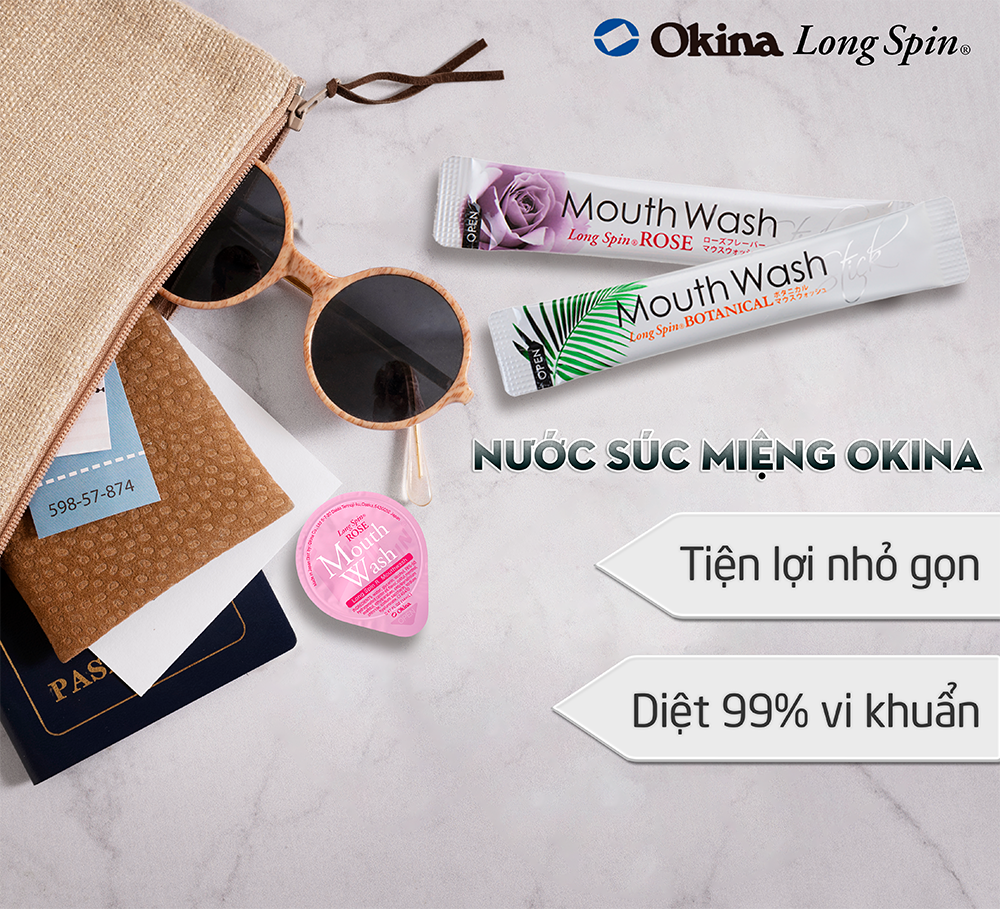 Nước súc miệng dạng thanh LONG SPIN ROSE Nhật Bản hương Hoa Hồng – Combo 10 thanh x 10ml