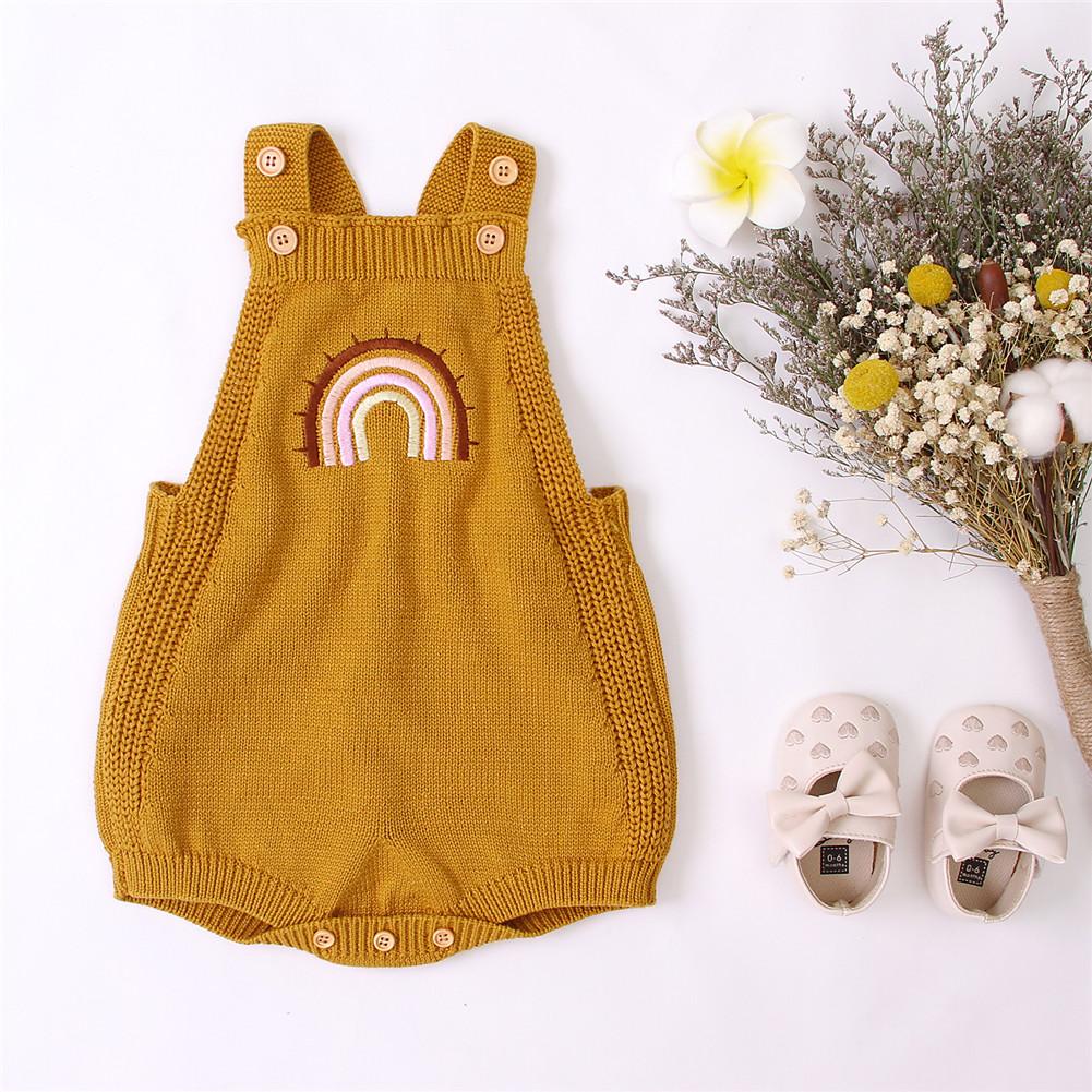 Ma & Bé 3-24M Cho Trẻ Sơ Sinh Bé Gái Bé Trai Rainbow Romper Áo Liền Quần Dệt Kim Jumpsuit Áo Liền Quần Dễ Thương Tập Đi Cho Bé trang Phục