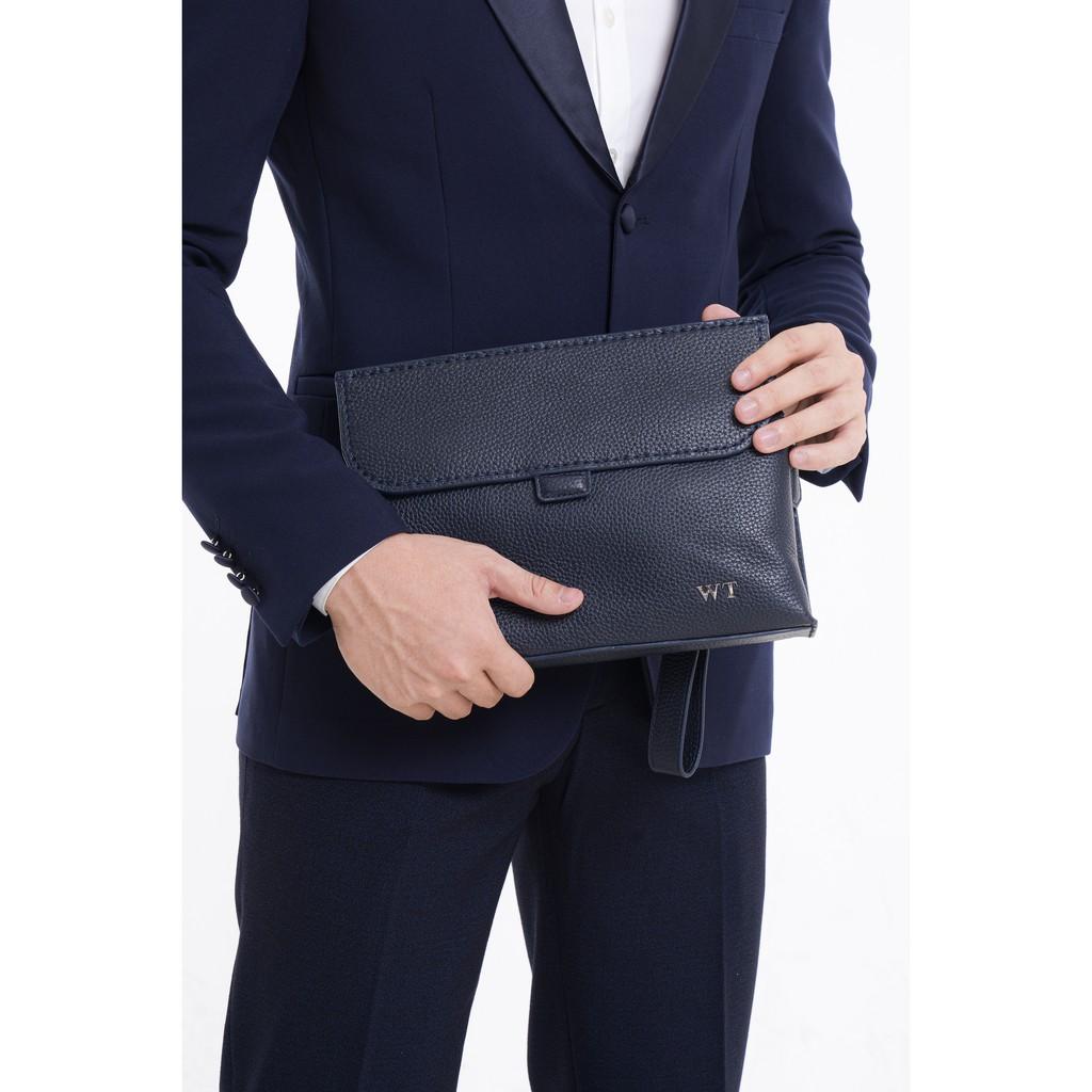 Clutch Ví Cầm Tay Nam Có Quai Đeo Chéo Da Bò Cao Cấp Màu Xanh Navy, Màu Xanh Lá WT Leather 070101107, 070101104