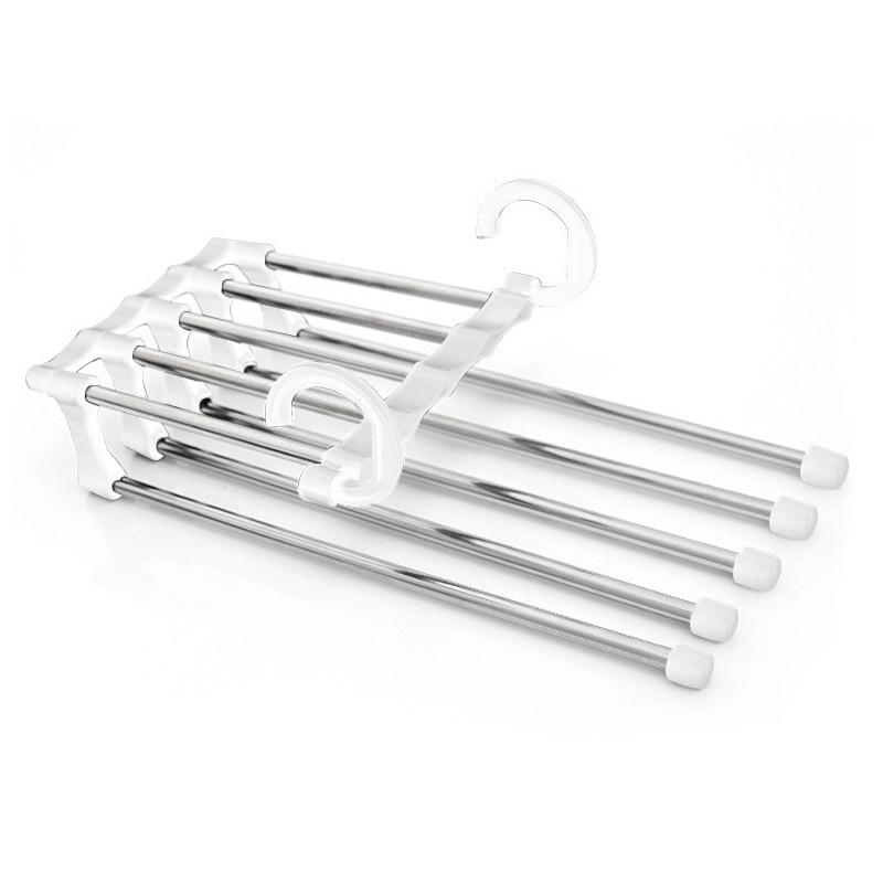 Hot Sale 5 In 1 Portable Multi-function Stainless Steel Pants Hanger Drying Rack Belt Storage Rack Space Saving Closet Organizer