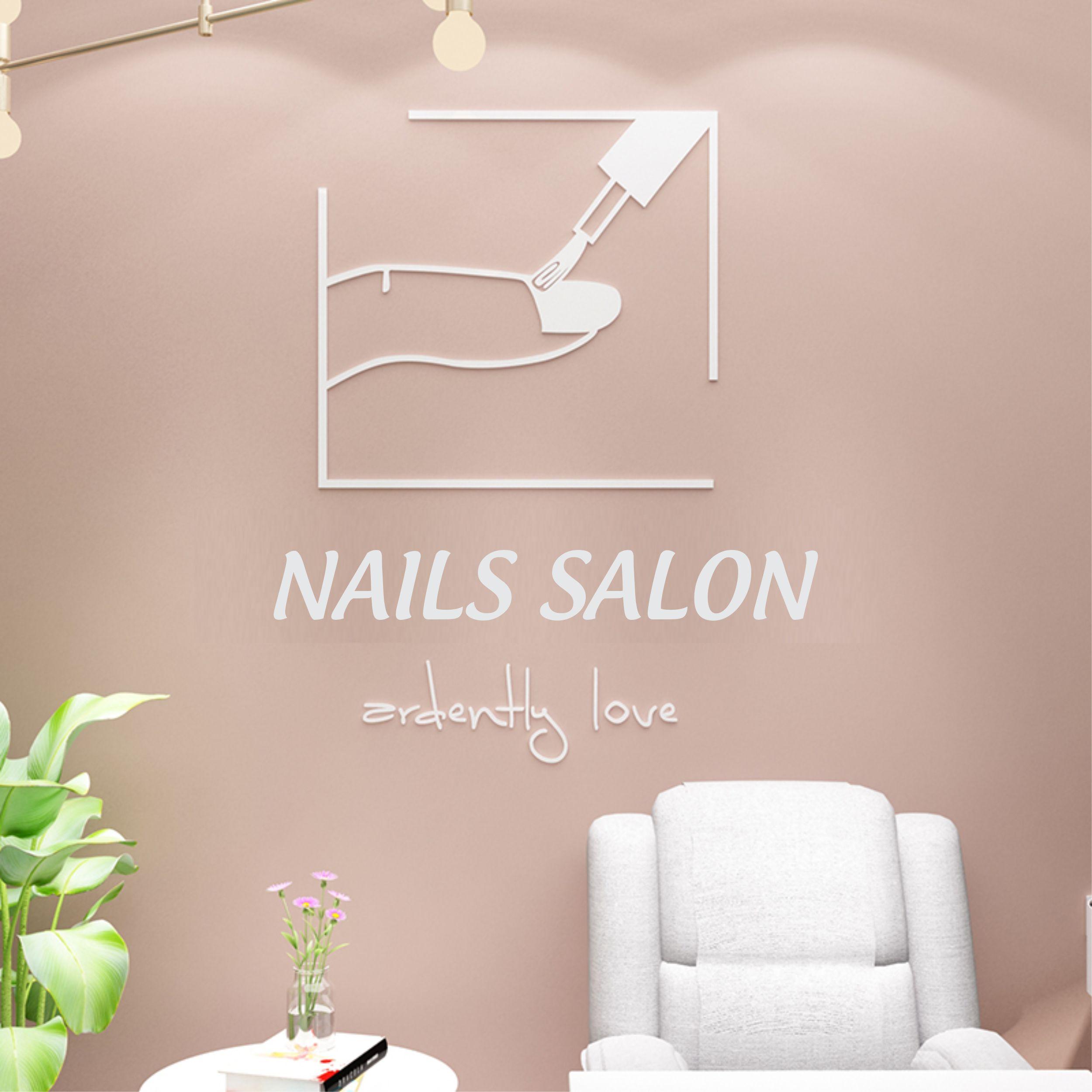 Tranh mica dán tường - trang trí cửa hàng làm móng tay và lông mi, thẩm mỹ viện, salon