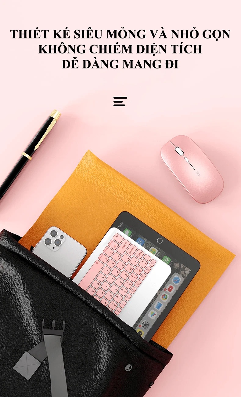 Bàn phím và chuột Bluetooth mini siêu mỏng GOIIOG 030 dùng cho ipad, điện thoại có đa dạng màu sắc cá tính - HÀNG CHÍNH HÃNG