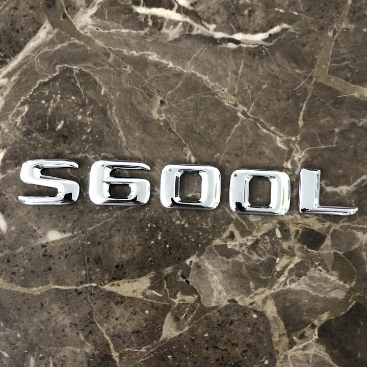 Decal tem hợp kim inox chữ S600L dán đuôi xe ô tô Mercedes